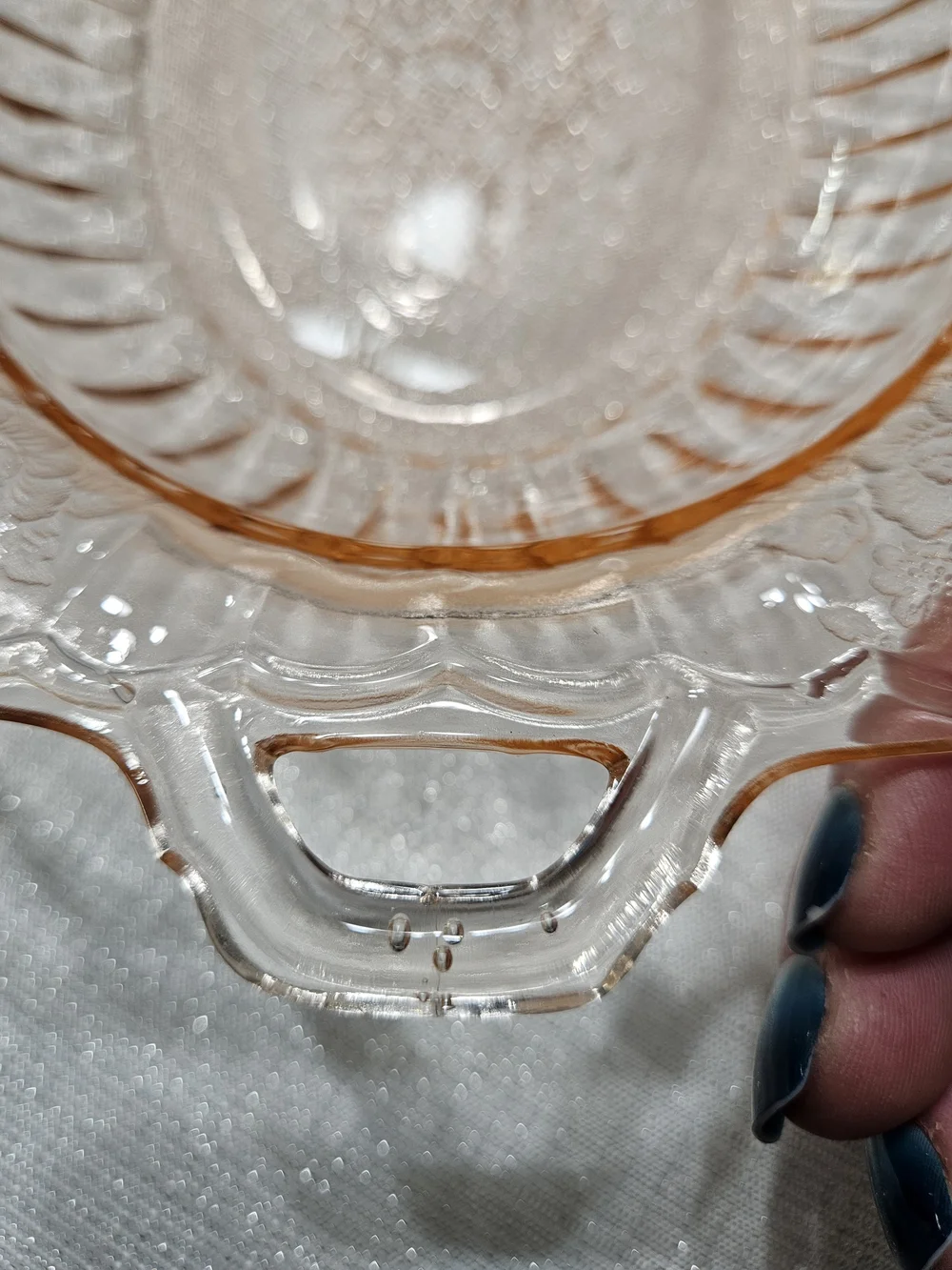 Anchor Hocking Pink Depression Glass Serving Tray with Handles